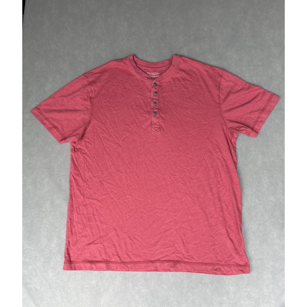 Roundtree & Yorke Mens Medium Red Heathered Soft Washed Jersey Henley Shirt